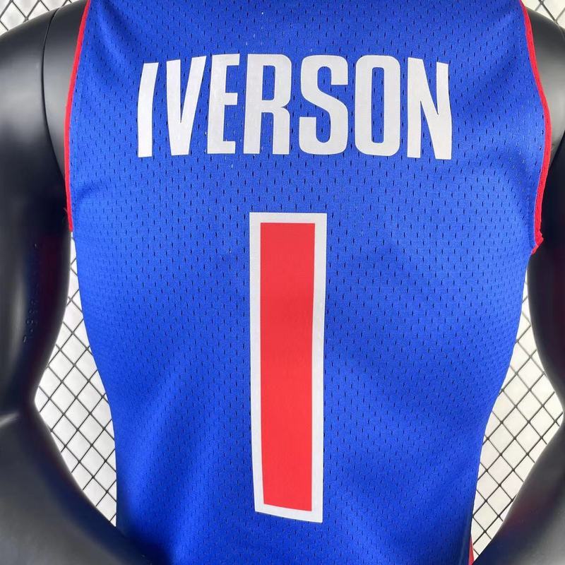 2008/09 Pistons IVERSON #1 Red Retro NBA Jerseys 热压
