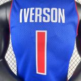 2008/09 Pistons IVERSON #1 Blue Retro NBA Jerseys 热压