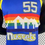 1991/92 Nuggets MUTOMBO #55 Blue Retro NBA Jerseys 热压