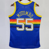 1991/92 Nuggets MUTOMBO #55 Blue Retro NBA Jerseys 热压