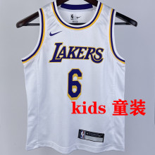Lakers JAMES #6 White Kids NBA Jersey 热压