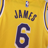 Lakers JAMES #6 Yellow Kids NBA Jersey 热压