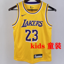 Lakers JAMES #23 Yellow Kids NBA Jersey 热压