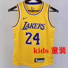 Lakers BRYANT #24 Yellow Kids NBA Jersey 热压