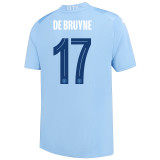 DE BRUYNE #17 Man City 1:1 Home Blue Fans Jersey 2023/24 (UCL Font) ★★