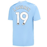 J. ALVAREZ #19 Man City 1:1 Home Blue Fans Jersey 2023/24 (League Font) ★★
