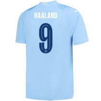 HAALAND #9 Man City 1:1 Home Blue Fans Jersey 2023/24 (UCL Font) ★★