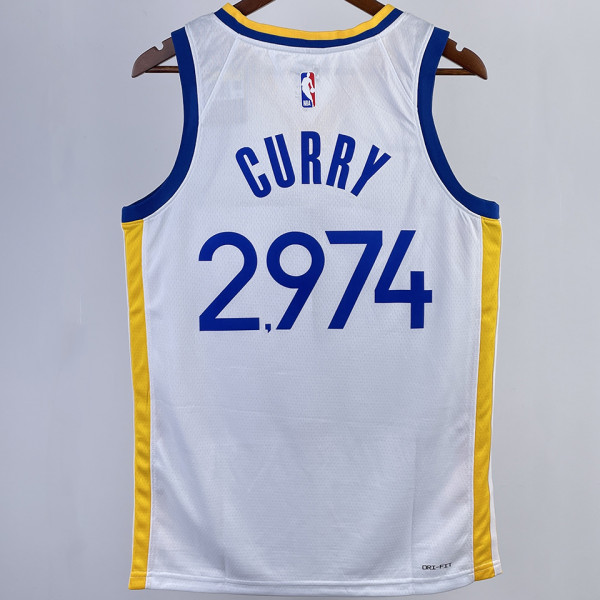 2023/24 Warriors CURRY #2974 White  NBA Jerseys