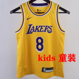 Lakers BRYANT #8 Yellow Kids NBA Jersey 热压