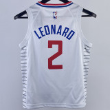 Clippers LEONARD #2 White Kids NBA Jersey 热压