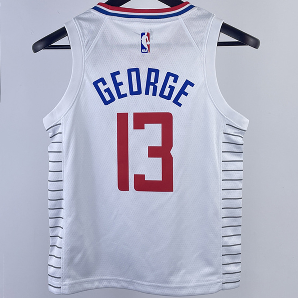 Clippers GEORGE #13 White Kids NBA Jersey 热压