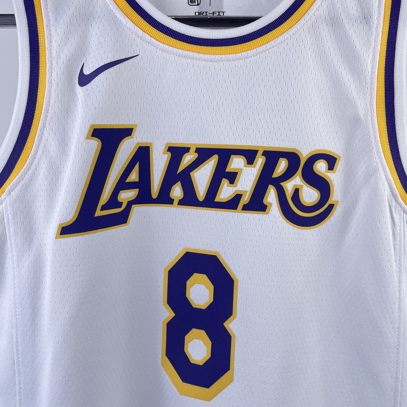 Lakers BRYANT #24 White Kids NBA Jersey