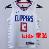 Clippers GEORGE #13 White Kids NBA Jersey 热压