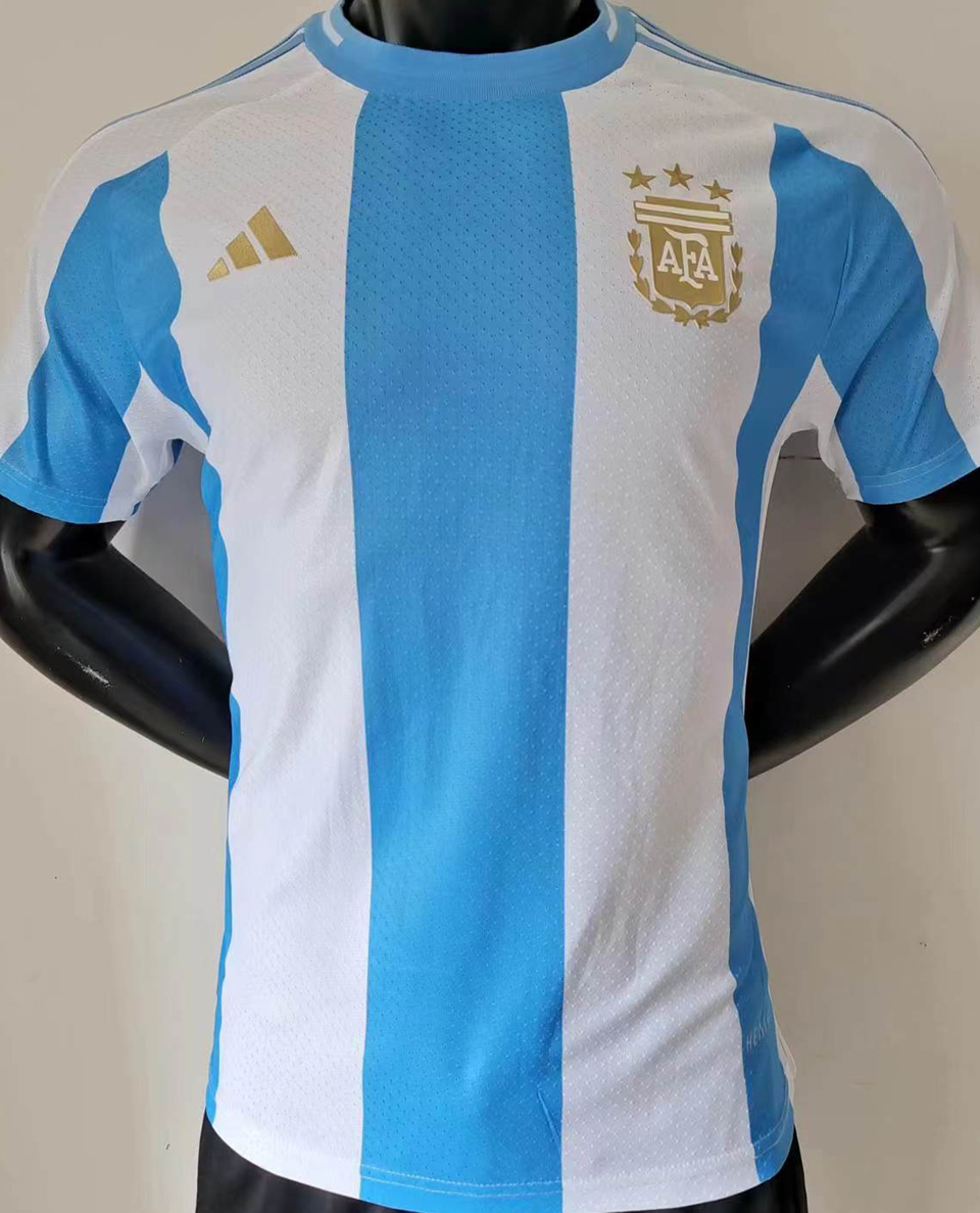 Custom Light Blue White-Old Gold Sublimation Argentinian Flag Soccer  Uniform Jersey in 2023