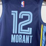 Grizzlies MORANT #12 Sapphire Blue  Kids NBA Jersey 热压