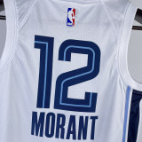 Grizzlies MORANT #12 White Kids NBA Jersey 热压