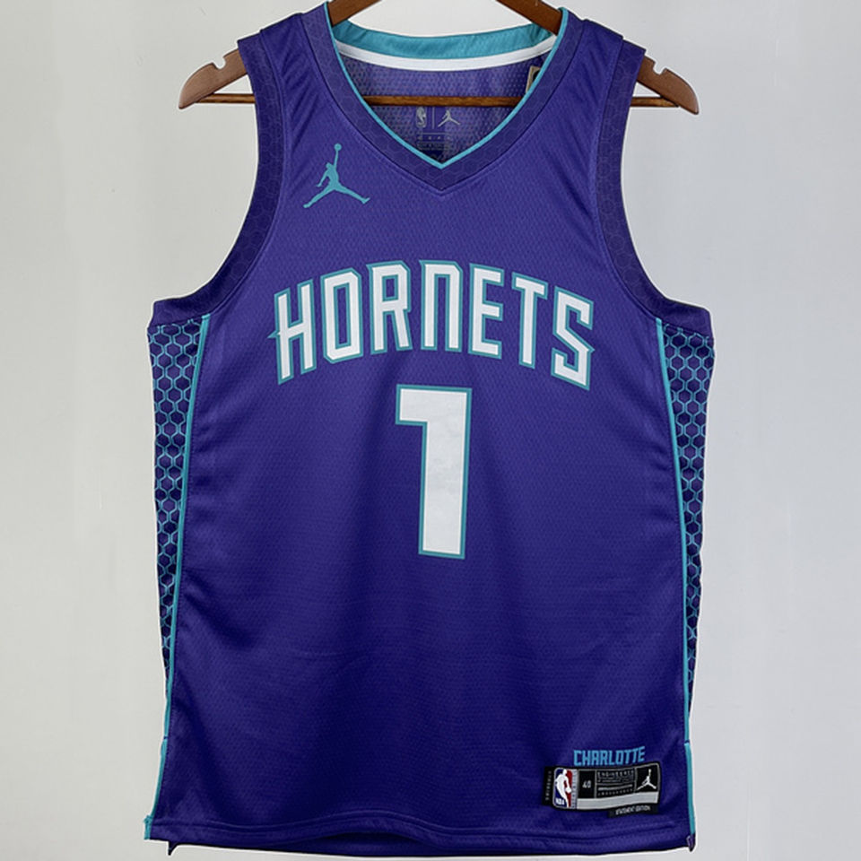 Blue Jordan NBA Charlotte Hornets Ball #1 Swingman Jersey