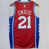 2023/24 76ers EMBIID #21 Red NBA Jerseys 热压