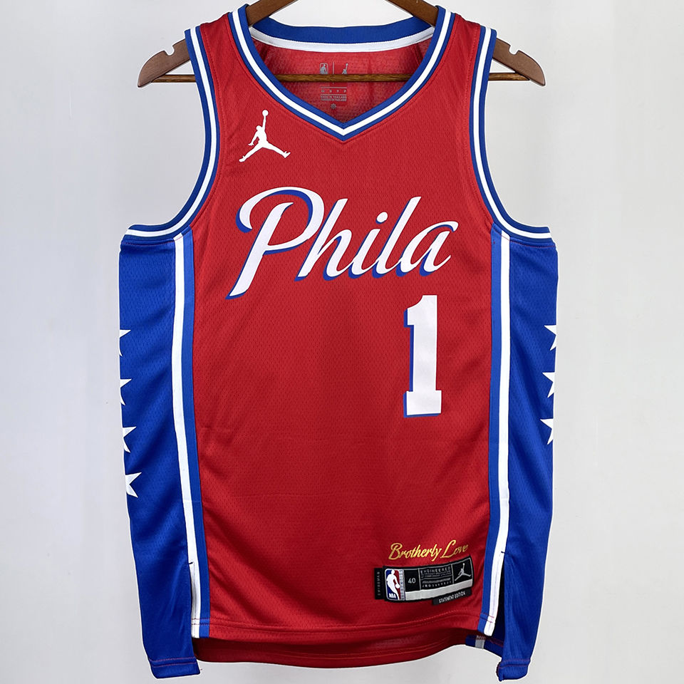 Red Jordan NBA Philadelphia 76ers Embiid #21 Swingman Jersey