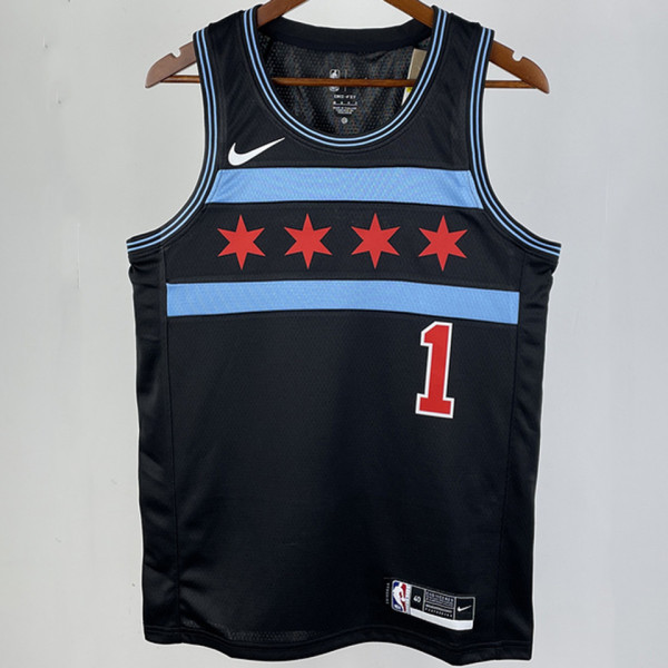 2023/24 Bulls ROSE #1 Black City Edition NBA Jerseys 热压