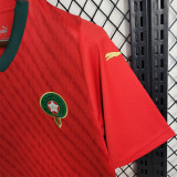 2023/24 Morocco Home Red Fans Soccer Jersey