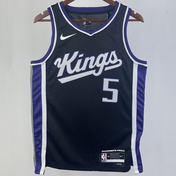 2023/24 Kings FOX #5 Black NBA Jerseys 热压