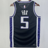 2023/24 Kings FOX #5 Black NBA Jerseys 热压
