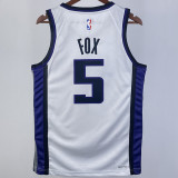 2023/24 Kings FOX #5 White NBA Jerseys 热压