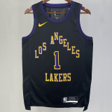 2023/24 Lakers RUSSELL #1 Black City Edition NBA Jerseys