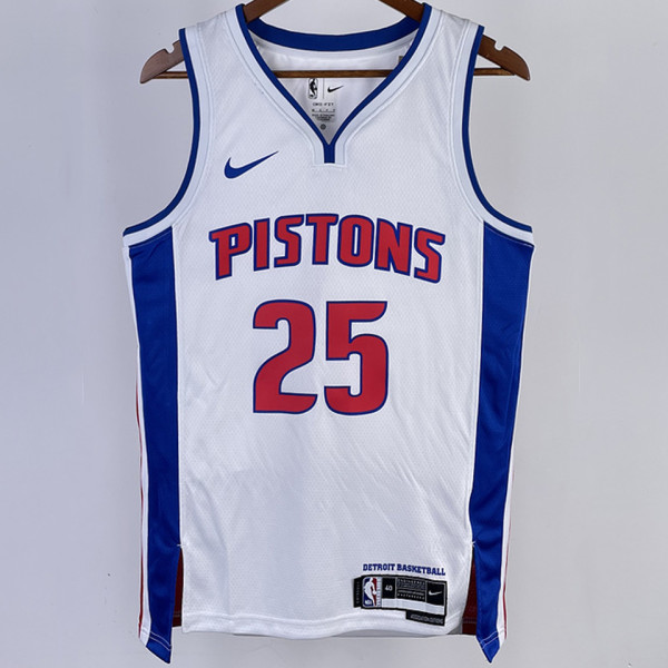 2023/24 Pistons ROSE #25 White NBA Jerseys 热压