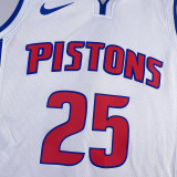 2023/24 Pistons ROSE #25 White NBA Jerseys 热压