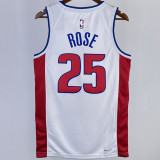 2023/24 Pistons ROSE #25 White NBA Jerseys 热压
