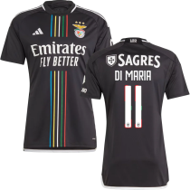 DI MARIA #11 Benfica 1:1 Quality Away Black Fans Jersey 2023/24 (UCL Font 欧冠字体) ★★