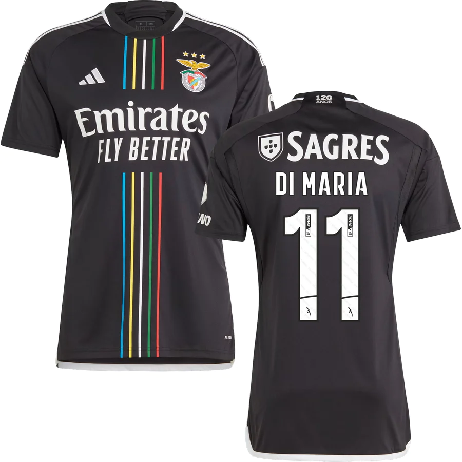 DI MARIA #11 Benfica 1:1 Quality Away Black Fans Jersey 2023/24