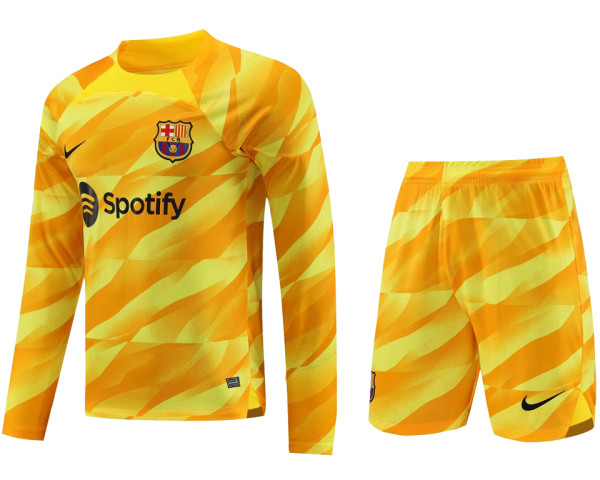 2023/24 BA Yellow Goalkeeper Long Sleeve Jersey (A Set, Pants Have Number) 裤有号码