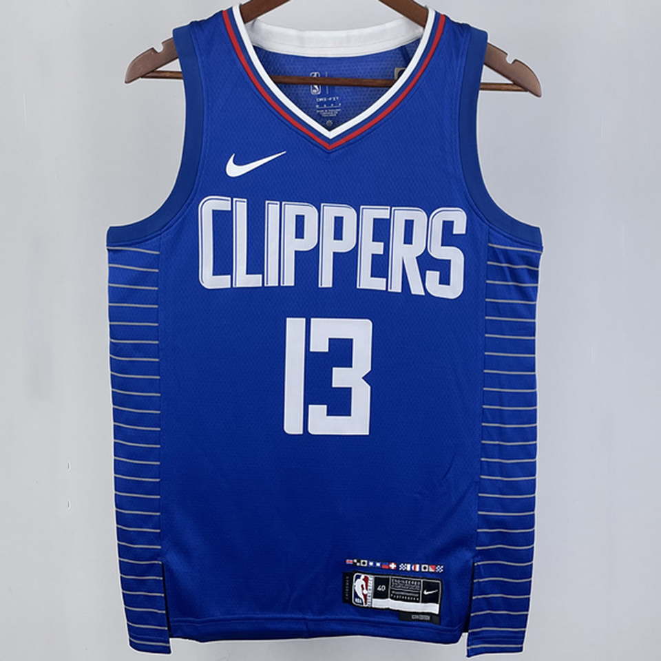 2023/24 Clippers Blue Training Short sleeve NBA Jerseys