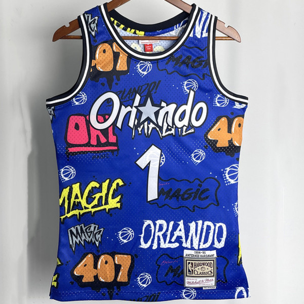 1994/95 Hawks HARDWAY #1 Blue Retro NBA Jerseys 热压