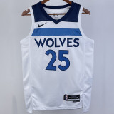 2023/24 Timberwolves ROSE # 25 White  NBA Jerseys