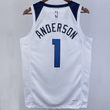 2023/24 Timberwolves ANDERSON #1 White  NBA Jerseys