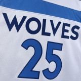 2023/24 Timberwolves ROSE # 25 White  NBA Jerseys