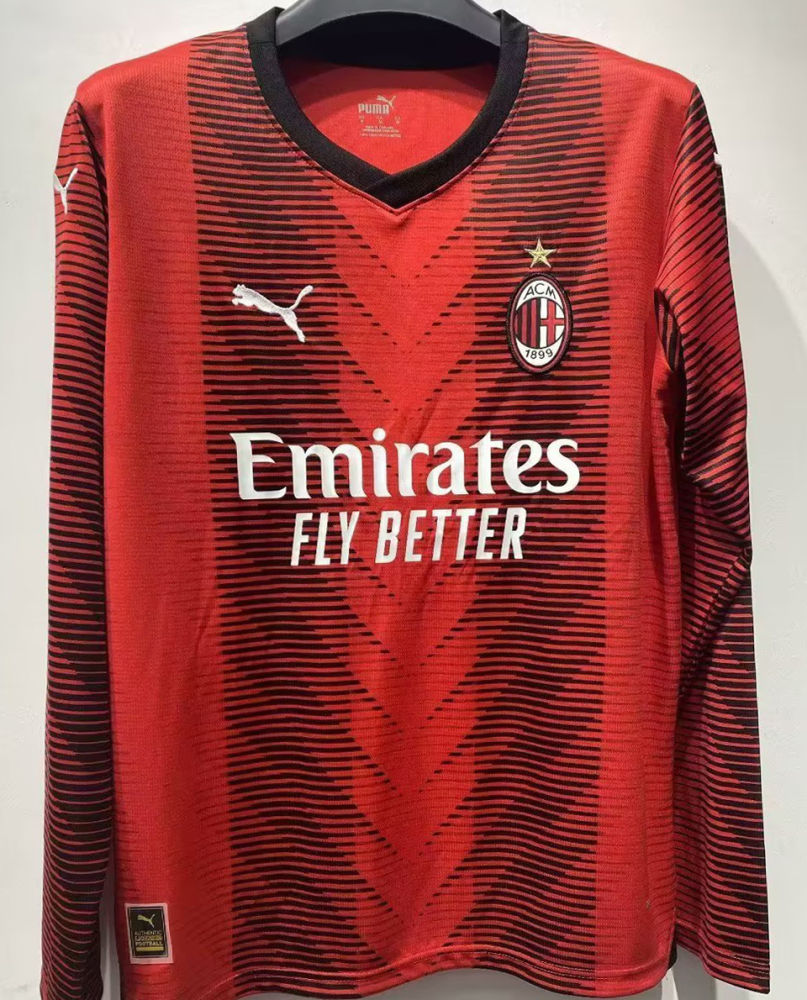 2023/24 AC Milan Home Fans Long Sleeve Jersey