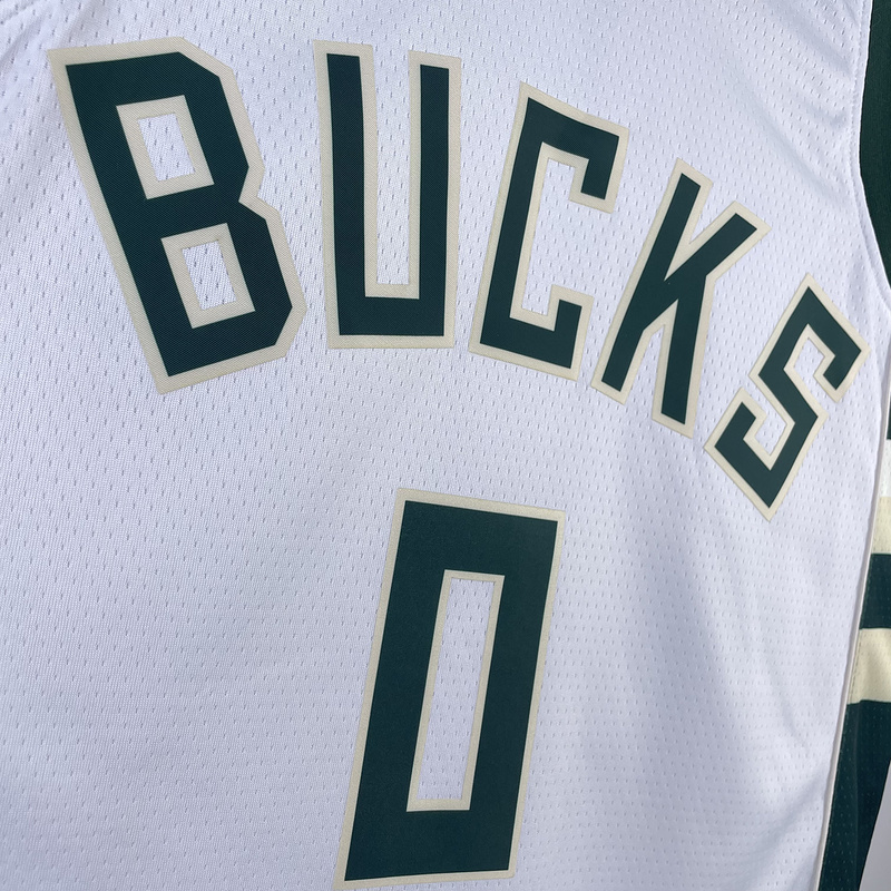 2023/24 Bucks LILLARD #0 Off-White NBA Jerseys