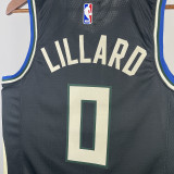 2023/24 Bucks LILLARD #0  Black NBA Jerseys