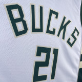 2023/24 Bucks HOLIDAY #21  White NBA Jerseys