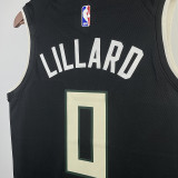 2023/24 Bucks LILLARD #0  Black NBA Jerseys