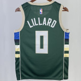 2023/24 Bucks LILLARD #0 Green  NBA Jerseys