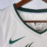 2023/24 Bucks LILLARD #0 Off-White  NBA Jerseys