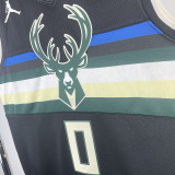 2023/24 Bucks LILLARD #0  Black NBA Jerseys