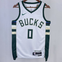 2023/24 Bucks LILLARD #0  White NBA Jerseys