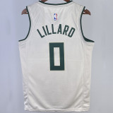 2023/24 Bucks LILLARD #0 Off-White  NBA Jerseys